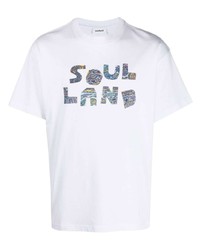 Soulland Paisley Print Logo Print T Shirt