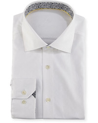 Bugatchi Point Collar Paisley Dress Shirt White