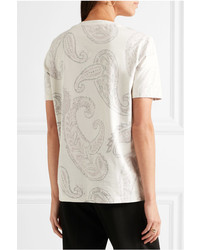 Acne Studios Taline Paisley Print Cotton Jersey T Shirt White
