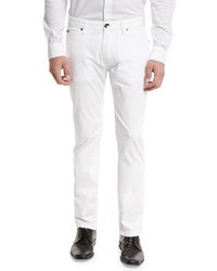 Armani Collezioni Aj Stretch Gabardine Slim Fit Pants White