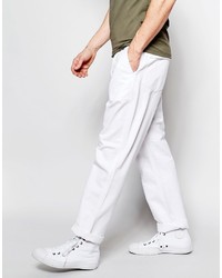 Asos Brand Straight Pants In White Twill With Front Pockets