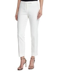 Peserico Circle Jacquard Slim Pants White