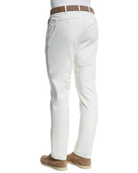 Loro Piana Comfort Slim Stretch Cotton Trousers Optical White