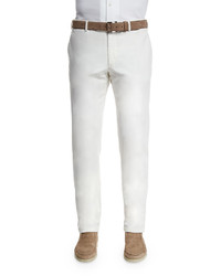 Loro Piana Comfort Slim Stretch Cotton Trousers Optical White