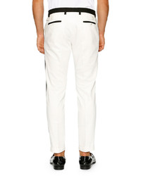 Dolce & Gabbana Contrast Trim Flat Front Slim Straight Pants Whiteblack