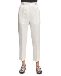 Maison Margiela Cropped Linen Blend Trousers Off White