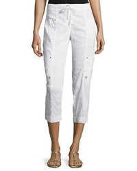 Eileen Fisher Drawstring Cropped Cargo Pants White Plus Size