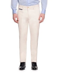 Stefano Ricci Flat Front Cashmere Blend Sport Trousers White