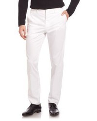 Emporio Armani Flat Front Cotton Trousers