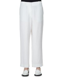 Acne Studios Flat Front Low Rise Cropped Pants White
