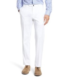 Incotex Flat Front Solid Cotton Blend Trousers