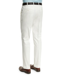 Isaia Gregory Flat Front Cotton Trousers