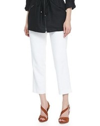 Magaschoni Lined Linen Ankle Pants White