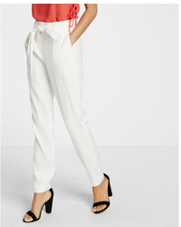 Express Petite Linen Blend Belted Ankle Pant