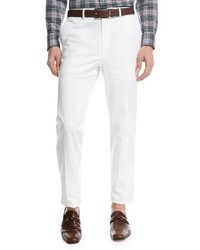 Brioni Stretch Cotton Flat Front Pants White