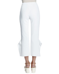 Stella McCartney Strong Shapes Ruffled Cropped Pants Pure White