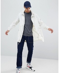 Penfield Pancho Long Nylon Concealed Hood Parka Jacket In White