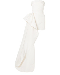 Reem Acra Asymmetric Draped Silk Faille Mini Dress