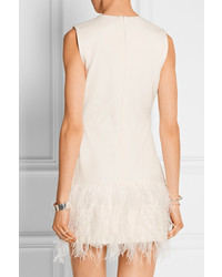 Elizabeth and James India Feather Trimmed Stretch Crepe Mini Dress
