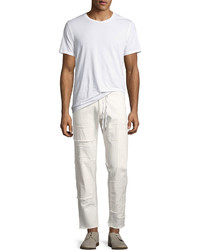 Ovadia & Sons Straight Leg Patchwork Jeans White