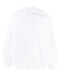 White Patchwork Linen Long Sleeve Shirt
