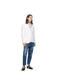 Junya Watanabe White Chambray Multi Fabric Shirt