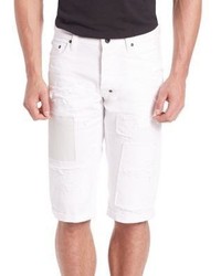 White Patchwork Shorts