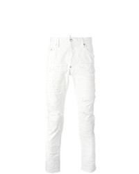 White Patchwork Skinny Jeans