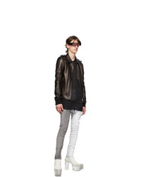 Rick Owens White Wax Tyrone Collage Jeans