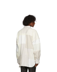 Ambush White Boucle Patchwork Oversized Jacket