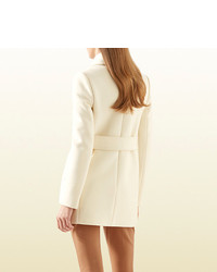 Gucci White Wool Peacoat With Contrast Lining