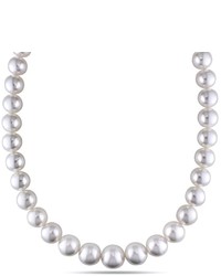 Ice 12 14mm White Round Graduated Pearl 14k Yellow Gold Necklace