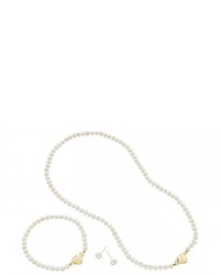 Ice.com 3 4mm Bracelet Necklace 5 55mm Earring Cultured Pearl 14k Gold Childrens Set