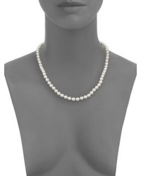 Majorica 7mm White Round Pearl Sterling Silver Strand Necklace