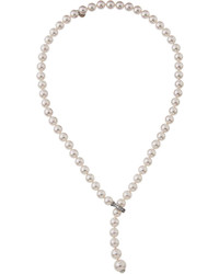 Majorica 8mm Simulated Pearl Lariat Necklace Silver
