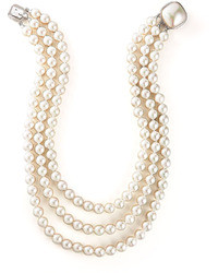Majorica 8mm Wht Pearl 3 Row Necklace