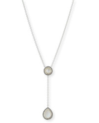 Ippolita 925 Lollipop Pear Shaped Y Drop Necklace In Mother Of Pearl Doublet With Diamonds