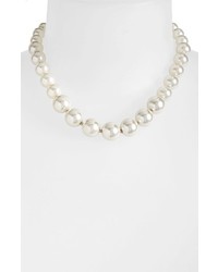 Anne Klein Graduated Glass Pearl Collar Necklace Blanc Pearl Gold