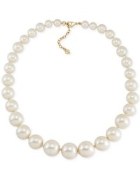 Carolee Gold Tone Glass Pearl Graduated Strand Necklace