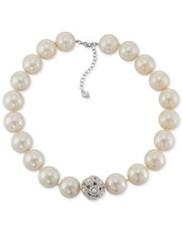 Carolee Silver Tone Imitation Pearl Strand Necklace