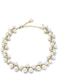 Anne Klein Clustered Pearl And Clear Stone Collar Necklace