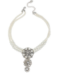 Betsey Johnson Crystal Frontal Faux Pearl Necklace