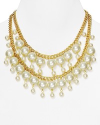 Kenneth Jay Lane Double Row Faux Pearl Chain Necklace 16 18