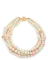 Tory Burch Evie Dipped Faux Pearl Multi Strand Necklace