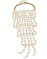 Carolee Gold Pearl And Crystal Sphere Large Bib Necklace
