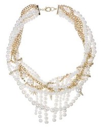 Sam Edelman Gold Tone Chain Pearl Collar Necklace
