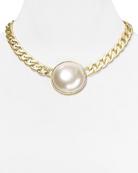 Aqua Golda Single Faux Pearl Chain Necklace 17