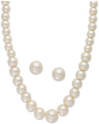 Charter Club Imitation Pearl Strand Necklace And Earrings Jewelry Set