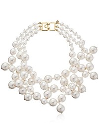 Kenneth Jay Lane Three Row Faux Pearl Necklace