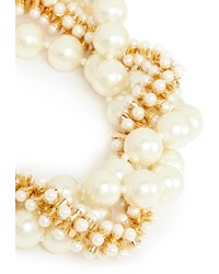 Nobrand Large Pearl And Bead Multi Tier Necklace